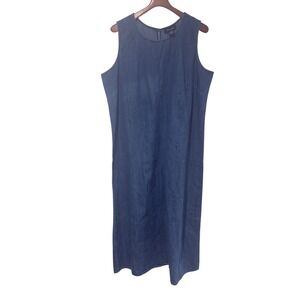 Denim & Co. 2X 90s Y2K Denim Jumper Dress Blue Midi Pockets‎